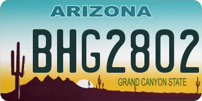AZ license plate BHG2802