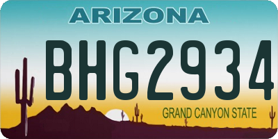 AZ license plate BHG2934