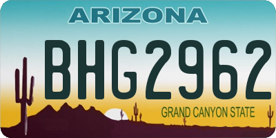 AZ license plate BHG2962