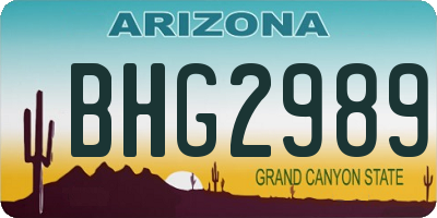 AZ license plate BHG2989