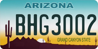 AZ license plate BHG3002