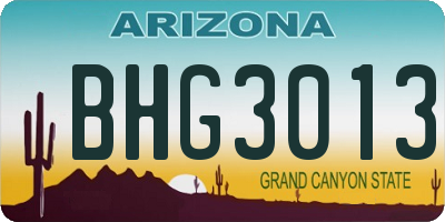 AZ license plate BHG3013
