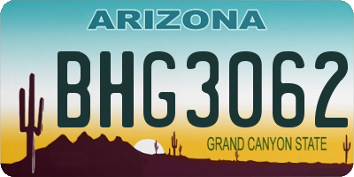 AZ license plate BHG3062