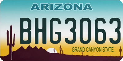 AZ license plate BHG3063