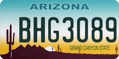 AZ license plate BHG3089