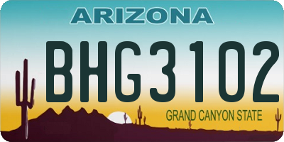 AZ license plate BHG3102