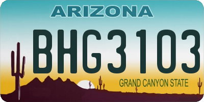 AZ license plate BHG3103