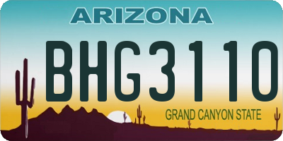 AZ license plate BHG3110