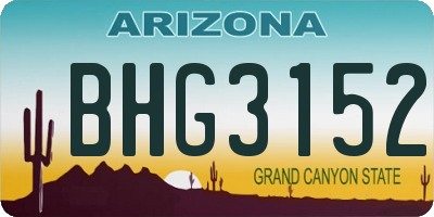 AZ license plate BHG3152