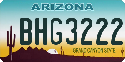 AZ license plate BHG3222