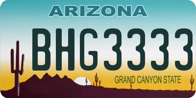 AZ license plate BHG3333