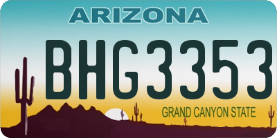 AZ license plate BHG3353