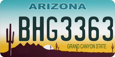AZ license plate BHG3363