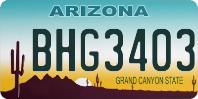 AZ license plate BHG3403
