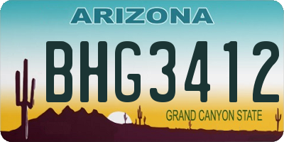 AZ license plate BHG3412