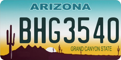 AZ license plate BHG3540