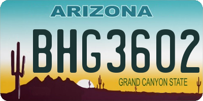 AZ license plate BHG3602