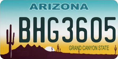 AZ license plate BHG3605