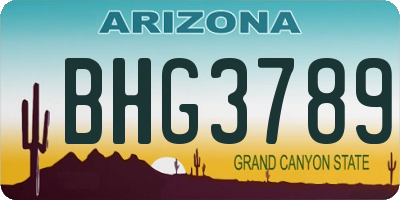 AZ license plate BHG3789