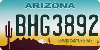 AZ license plate BHG3892