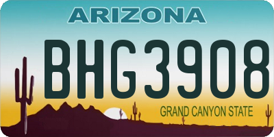 AZ license plate BHG3908