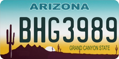 AZ license plate BHG3989