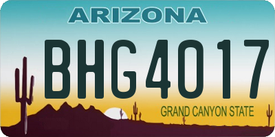 AZ license plate BHG4017