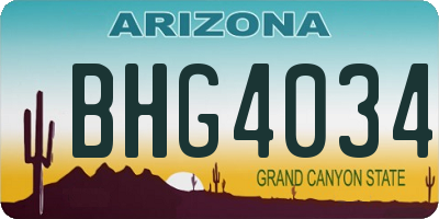 AZ license plate BHG4034