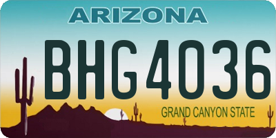 AZ license plate BHG4036