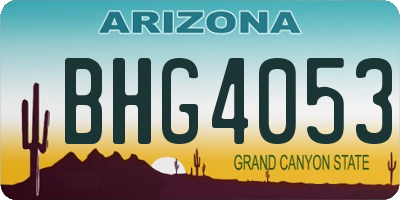AZ license plate BHG4053