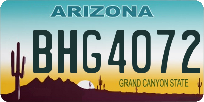 AZ license plate BHG4072