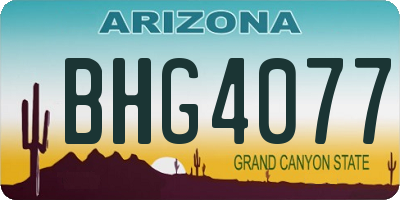 AZ license plate BHG4077