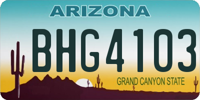 AZ license plate BHG4103