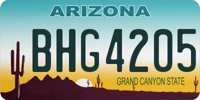 AZ license plate BHG4205