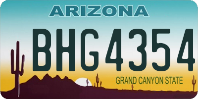 AZ license plate BHG4354