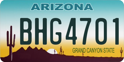 AZ license plate BHG4701