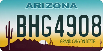 AZ license plate BHG4908