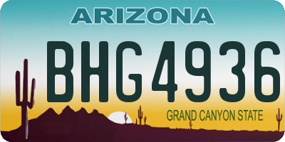 AZ license plate BHG4936