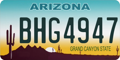 AZ license plate BHG4947