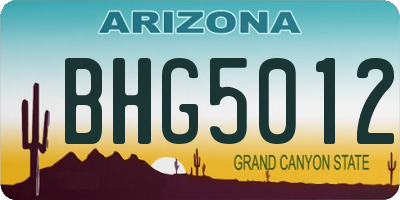 AZ license plate BHG5012