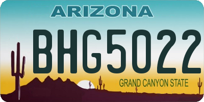 AZ license plate BHG5022