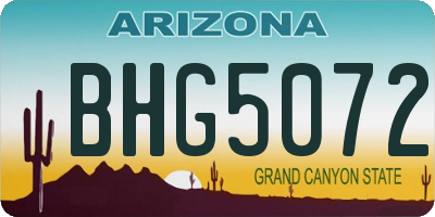 AZ license plate BHG5072