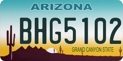 AZ license plate BHG5102