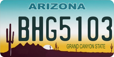 AZ license plate BHG5103