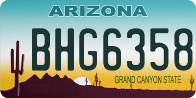 AZ license plate BHG6358