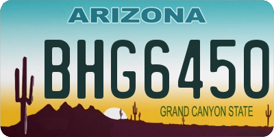 AZ license plate BHG6450