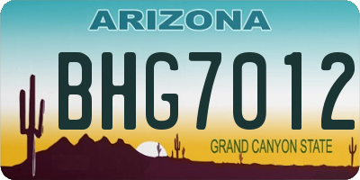 AZ license plate BHG7012