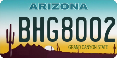 AZ license plate BHG8002