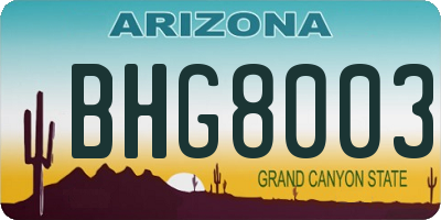 AZ license plate BHG8003