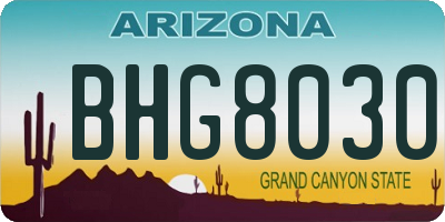 AZ license plate BHG8030